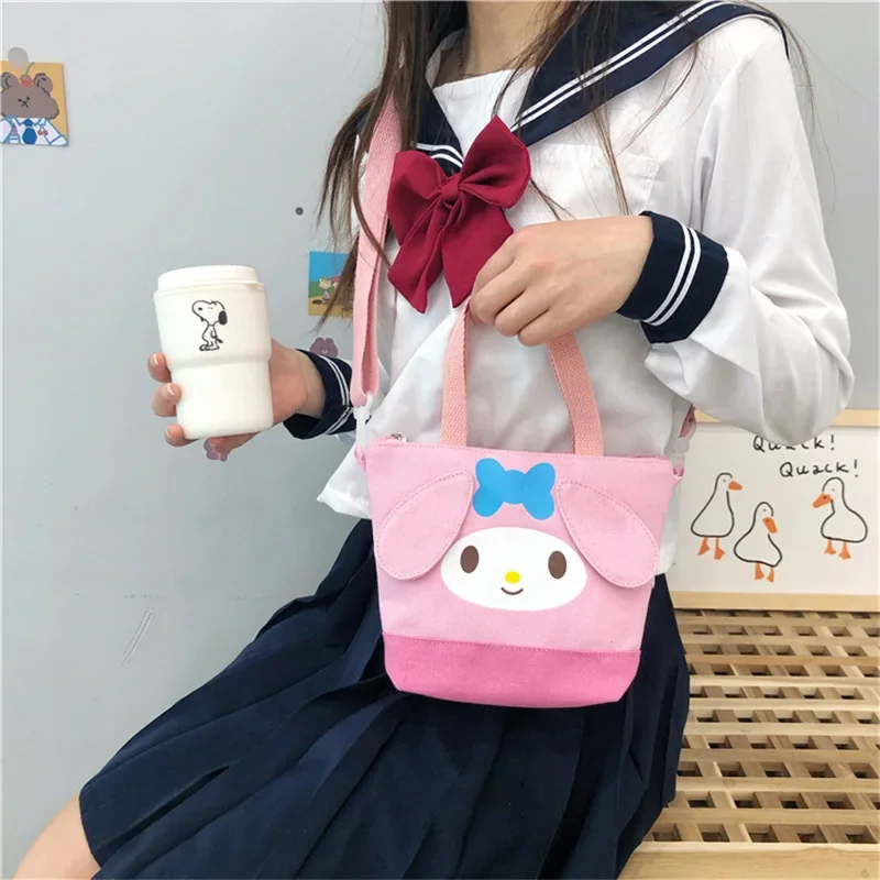 Sanrio Cinnamoroll-Bolso de hombro de dibujos animados Kuromi, bandolera Kawaii My Melody, mochila bonita para estudiantes, regalos para niños, Juguetes