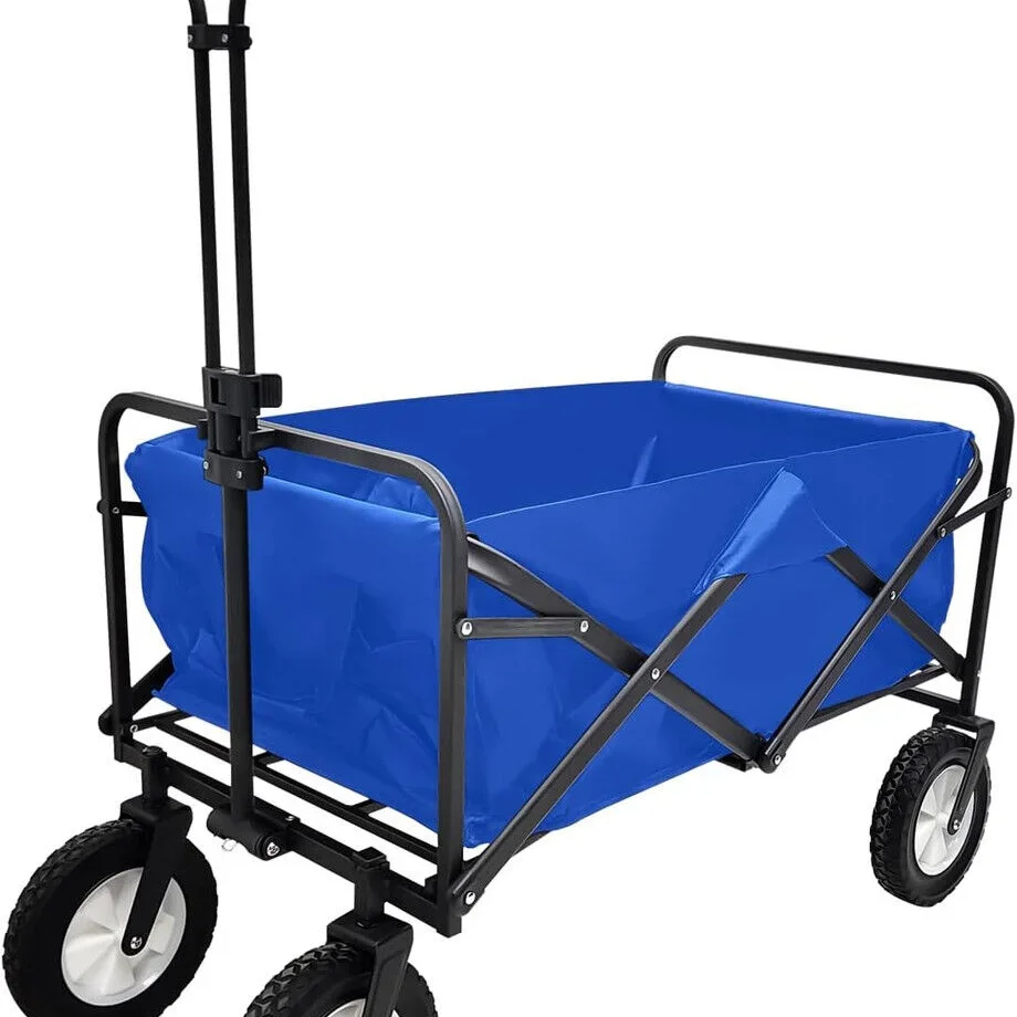 

Heavy Duty Wagon Cart Swivel Collapsible Outdoor Utility Garden Beach Cart Blue