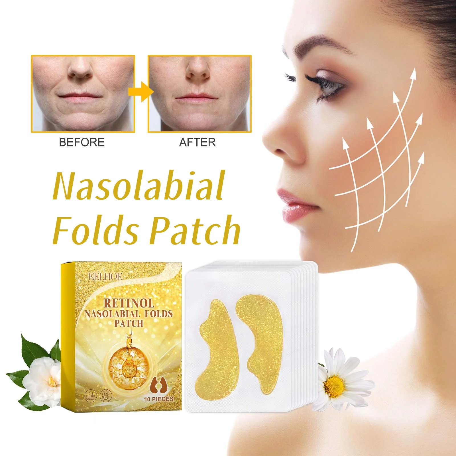 Retinol Nasolabial Folds Patch Reduce Smile Lines Fine Lines Moisturize Firm Smooth Skin Facial Anti-Wrinkle Skincare Products