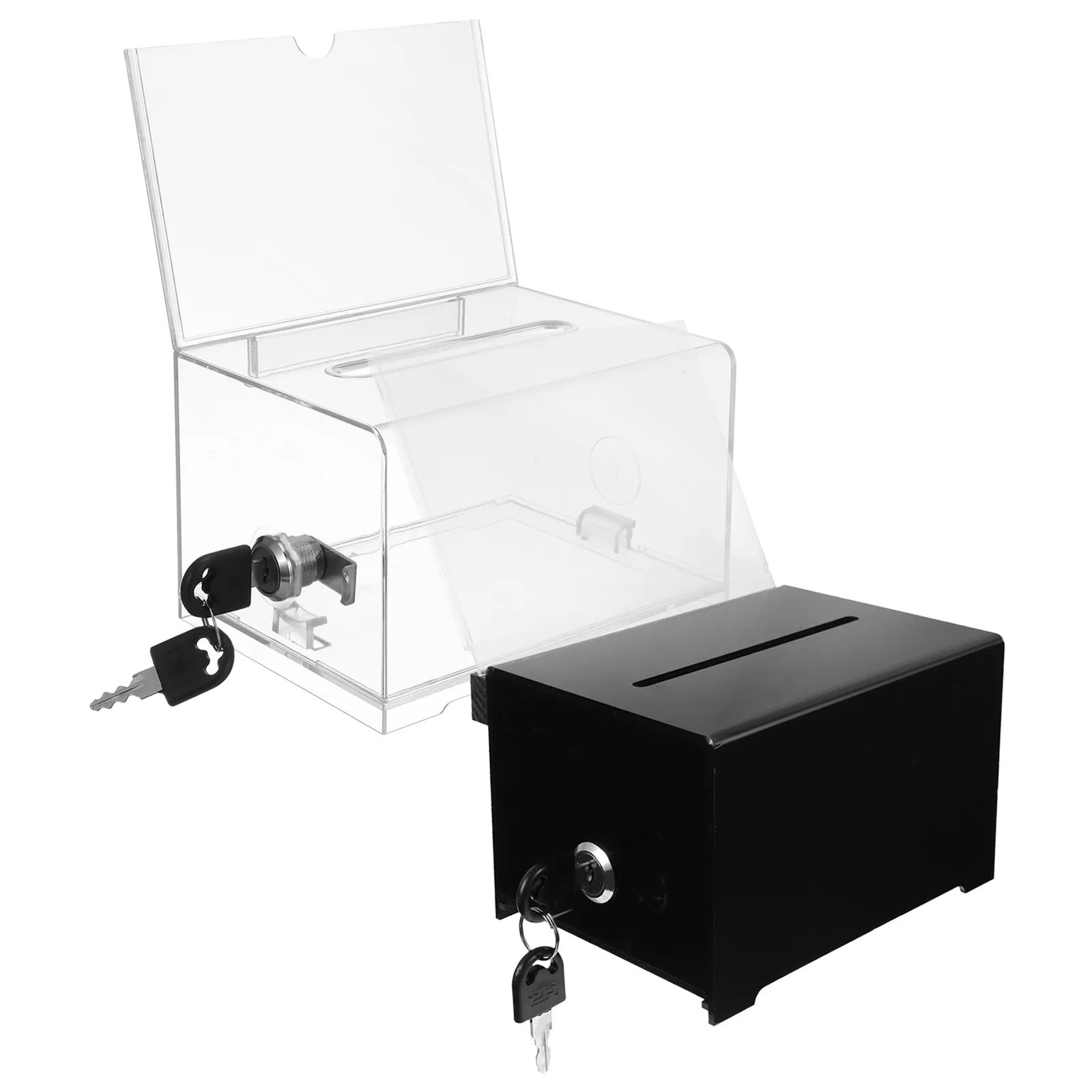 Lot de 2 Boîtes de dons sécurisées avec fente pour clés, pour collectes de suggestions, collectes de fonds, urnes de vote et organisation de commentaires