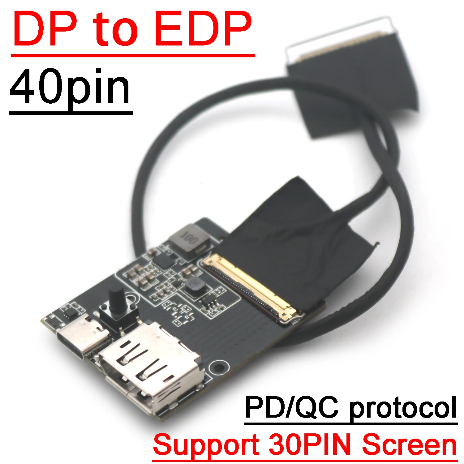 

DP To EDP Driver Board EDP Signal Adapter 30pin 40pin 2K 4K 2lan 4lan Portable LCD LED Display Screen W PD/QC Protocol CABLE