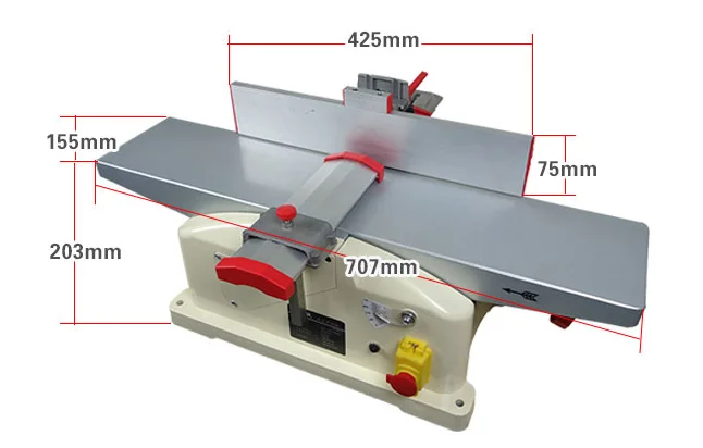 Cepilladora plana de madera para el hogar, máquina de cepillado de mesa de alta velocidad, máquina de carpintería de carpintero de madera, cepillo de Banco de 220V/1280W