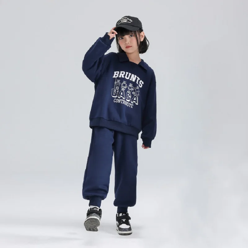 2026 Spring Autumn Girls Boys Alphabet Workout Preppy Sweatshirt+Sweatpant School Kids Tracksuit Child 2PCS Outfit Jogger Set