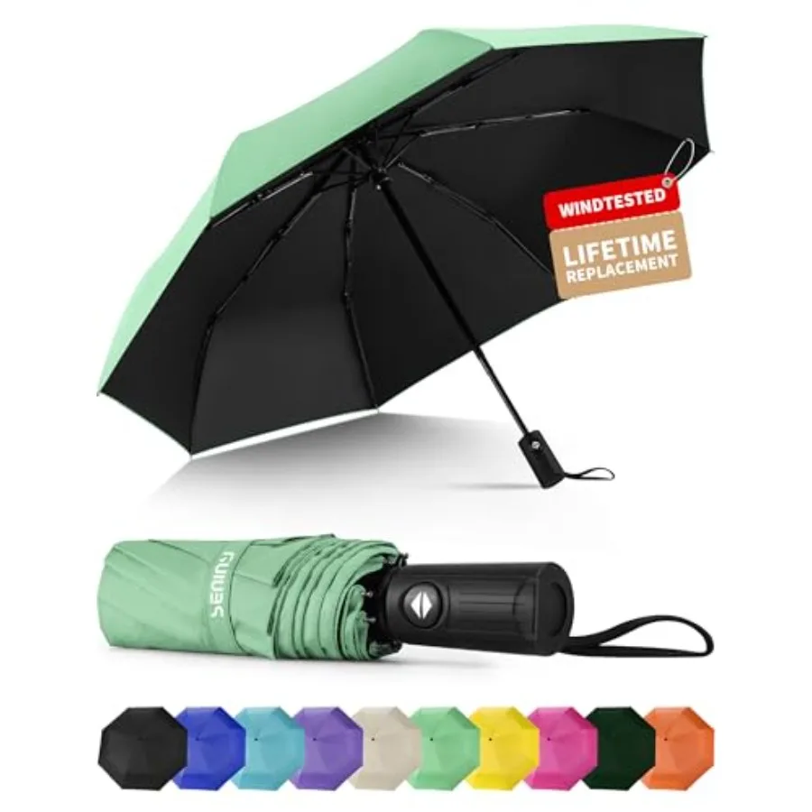 

Windproof Travel Umbrella, Automatic Umbrellas for Rain, Portable and Compact Umbrellas for Backpack, Strong UV for Protection,