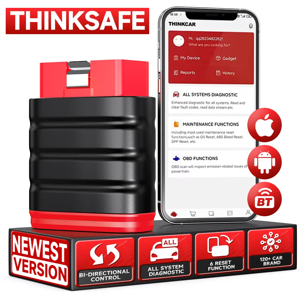 

Thinkcar Thinksafe OBD2 Bluetooth сканер считыватель кодов автомобиля все системы сканирования 6, сброс OBD 2, автоматические диагностические инструменты PK Thinkdiag