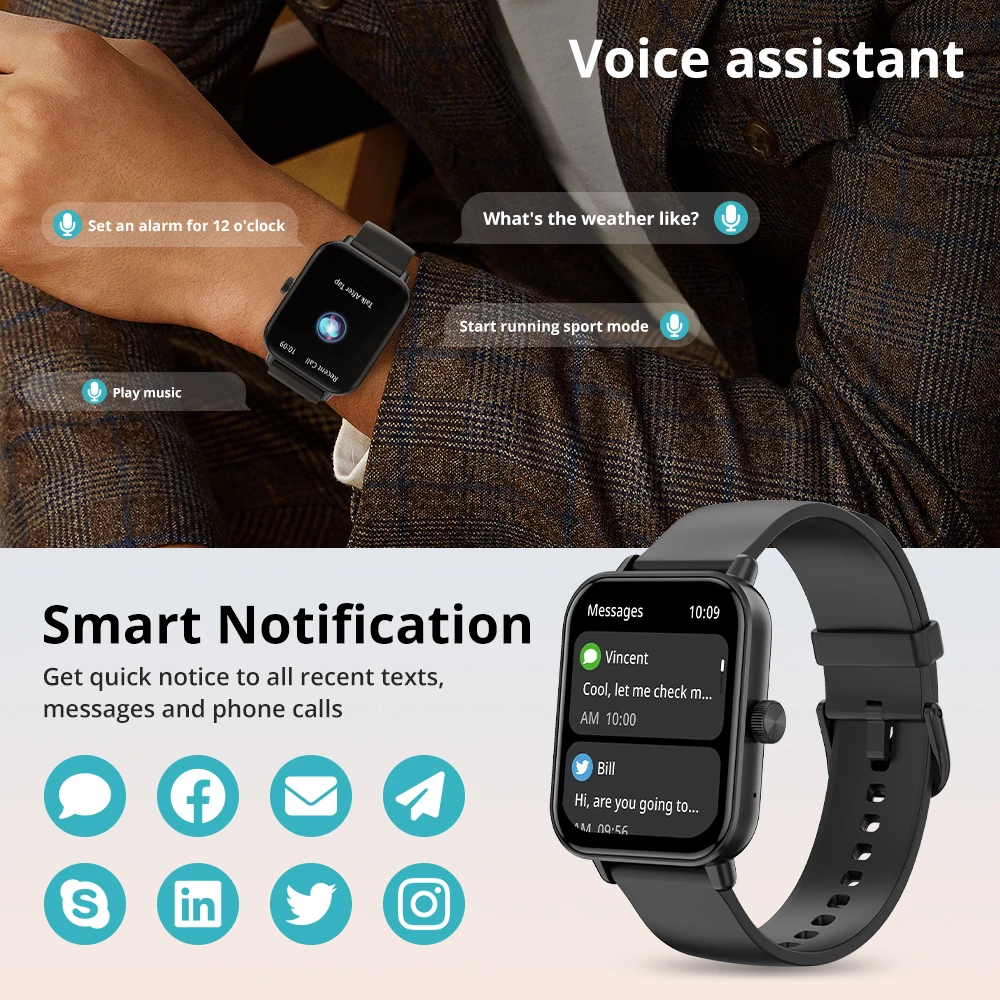 COLMI Voice Calling Smartwatch Mężczyźni 24H Monitor stanu zdrowia 100 trybów sportowych, inteligentny zegarek Bluetooth Kobiety 1,9-calowy