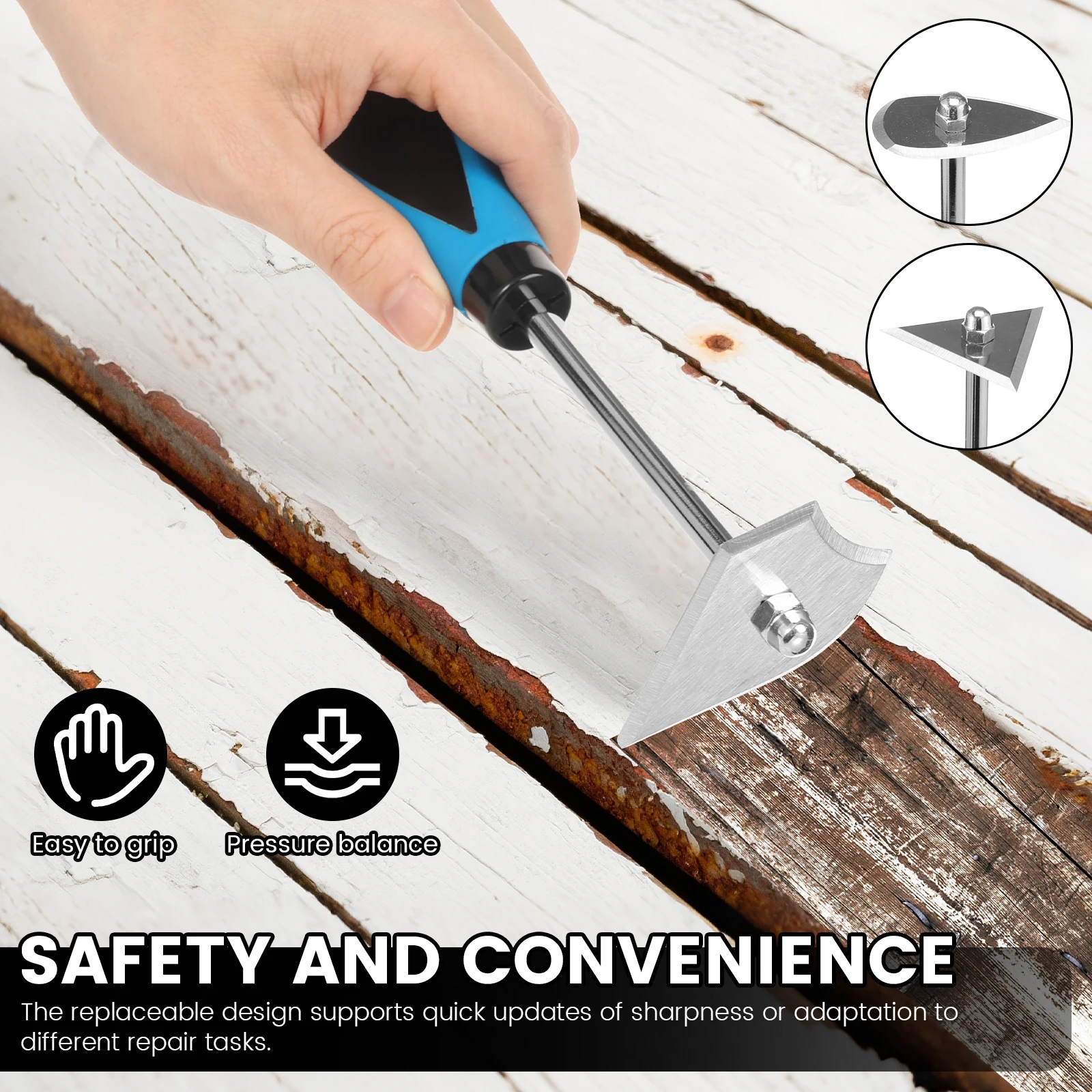 Stainless Steel Paint Shave Hook Scraper with 3 Interchangeable Blade Paint Stripper Scraper Tool for Removing Varnish Adhesive