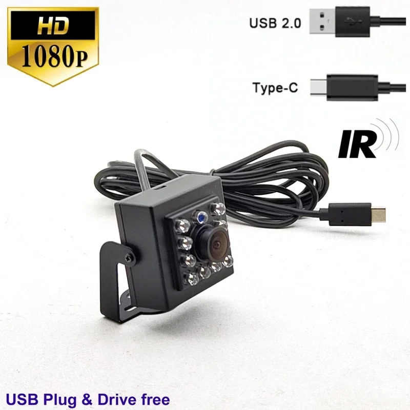 Industry Car 1080P Infrared Camera High Speed 30fps UVC IR USB Camera Night Vision With 850nm IR LED IR-Cut TYPE-C USB2.0