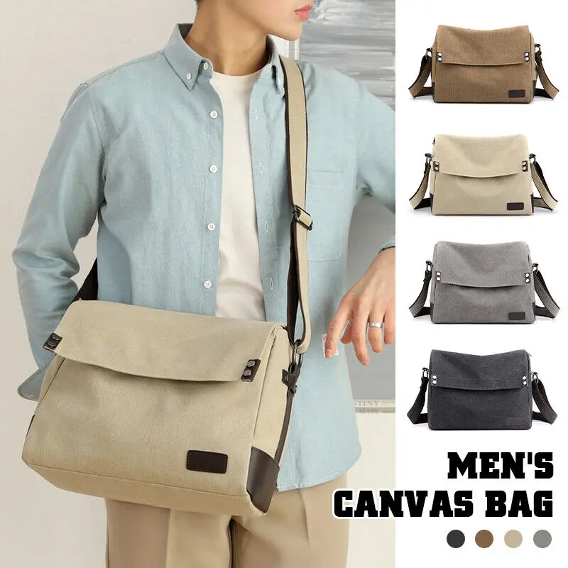 Canvas Messenger Bag For Men Casual Hiking Travel Men's Crossbody Bags Briefcase Shoulder Bag New Fashion Large Capacity Handbag