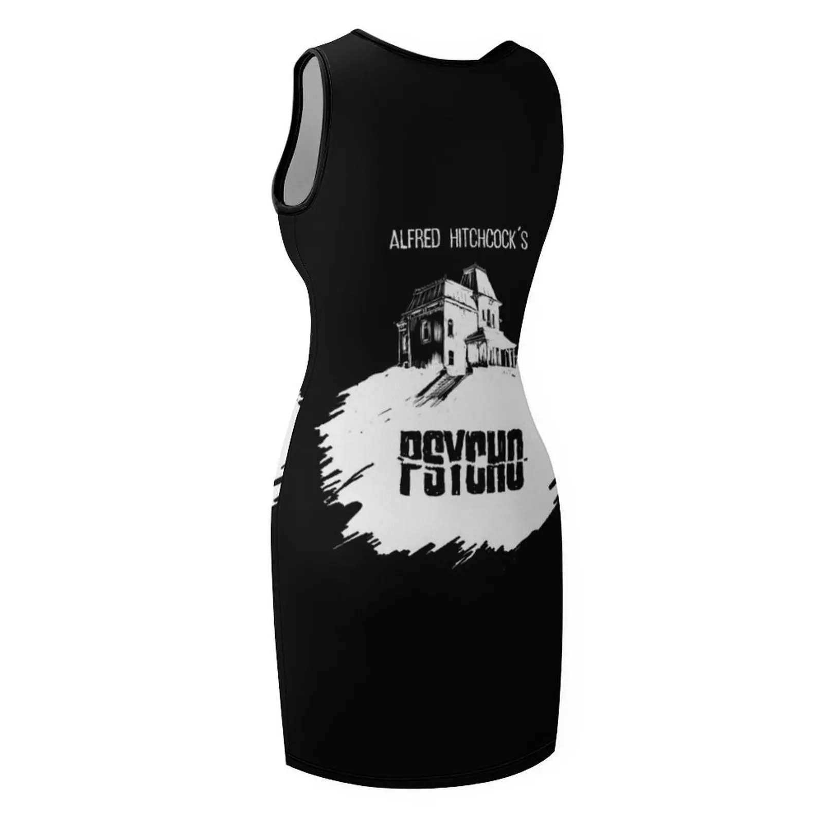 Psycho d'Alfred Hitchcock par Burro! (version t-shirt noir) Robes d'été sans manches pour femme