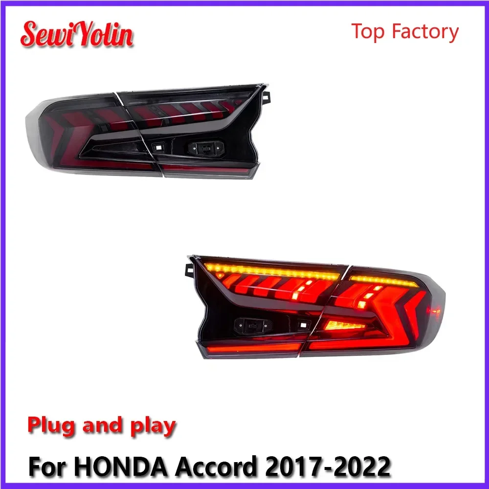 Автомобильные светодиодные задние фонари в сборе для HONDA Accord 2017-2022, авто противотуманные DRL, стоп-сигнал, указатель поворота, Plug and Play