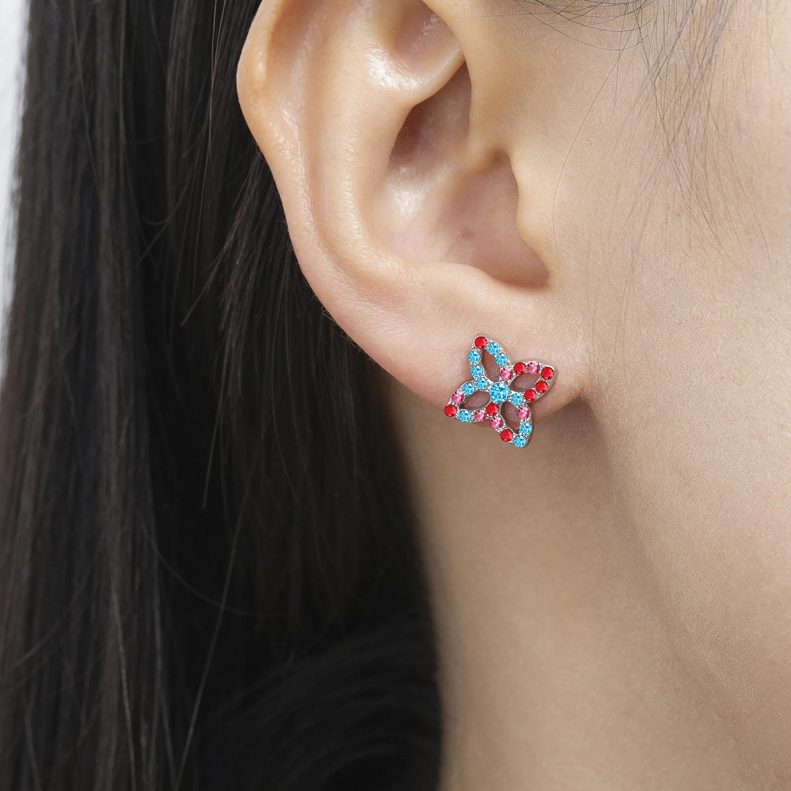 Eueavan 3D Vierblättriges Kleeblatt Kristall Ohrstecker Edelstahl Kristall Glücksbringer Kleeblatt Blumen Schmuck Damen Ohrringe Großhandel – Detail 6