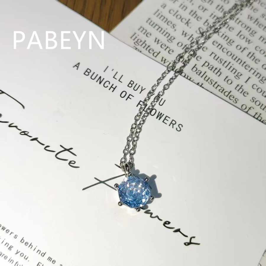 925 Sterling Silver Fashion Inlaid Light Luxury Classic Octagonal Bache Millennium Rose Zircon Pendant Six-Claw Necklace