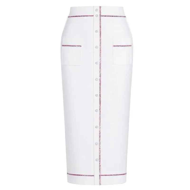 

High-Quality Women's Mid-Length Bodycon Skirt Elegant Diamond Embellished Waist-Cinched Half-Body Skirt for Ladies
