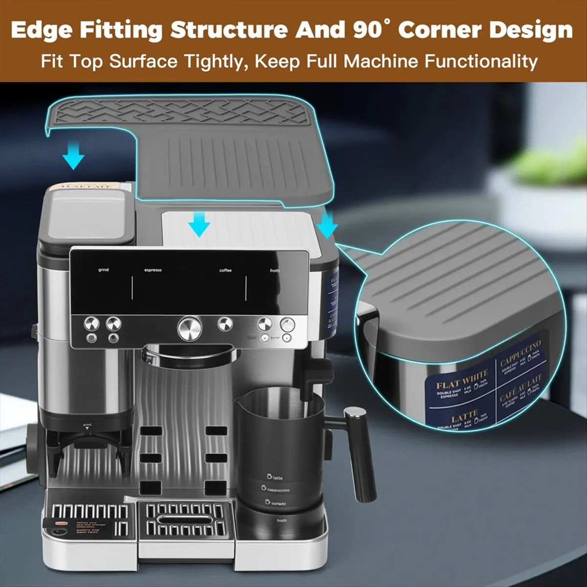 T33C Top Mat for Luxe Cafe Espresso Machine ES601,Protect Top Silicone for Luxe Cafe Accessories
