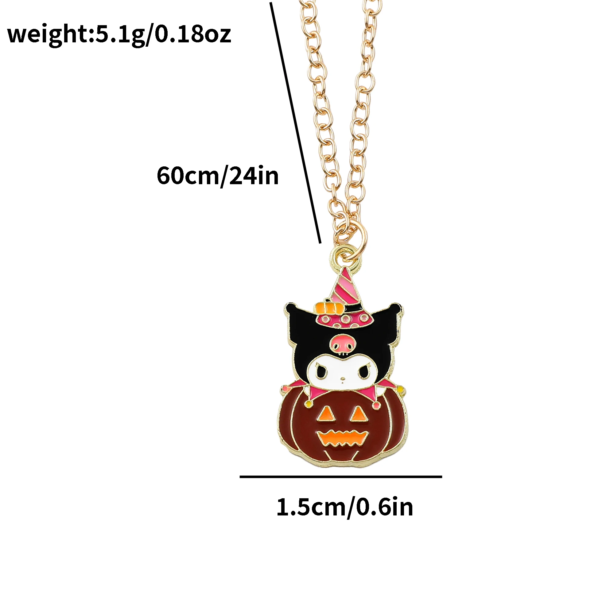 Collar de la serie Anime Sanrio, collar creativo de calabaza Kuromi Hello Kitty para hombres y mujeres, accesorios de joyería de Halloween, regalos