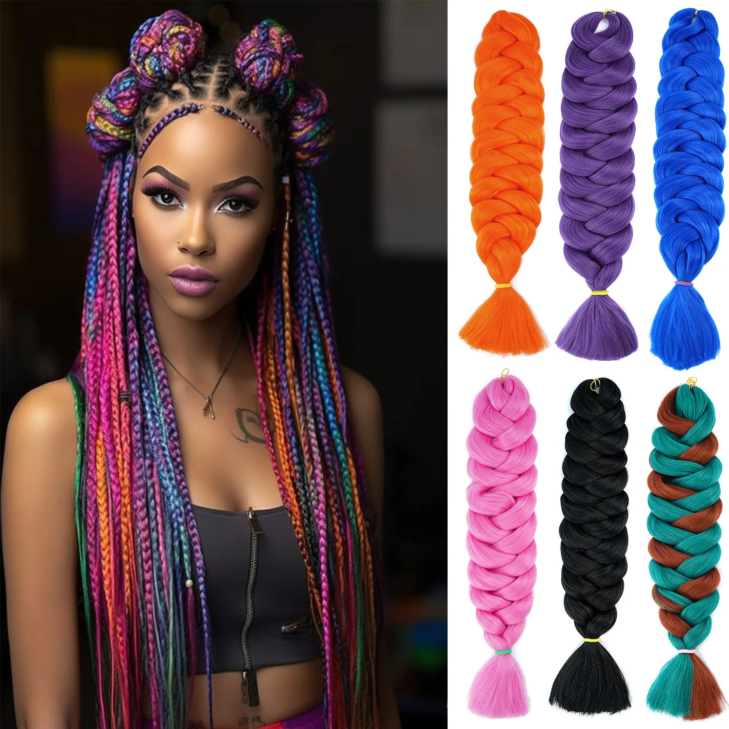 Jumbo Braiding Hair Extension  Crochet Braids Hair 165g/pc Xpression Pure Color Synthetic Crochet Braids Hair Extension