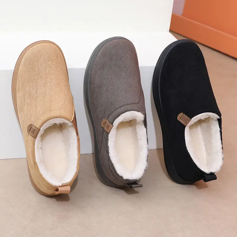 

2026 Winter New Cotton Shoes Plush Lined Thick Sheep Wool Dad Shoes Slip On Anti Slip Snow Boots For Men