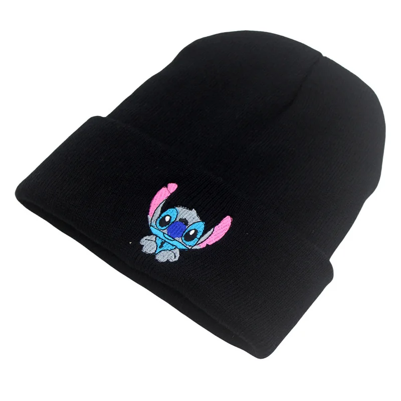 Stitch Knitted Embroidered Hat Anime Peripheral Autumn And Winter Outdoor Warm Hair Hat Elastic Cold Hat Adults And Kids Gifts