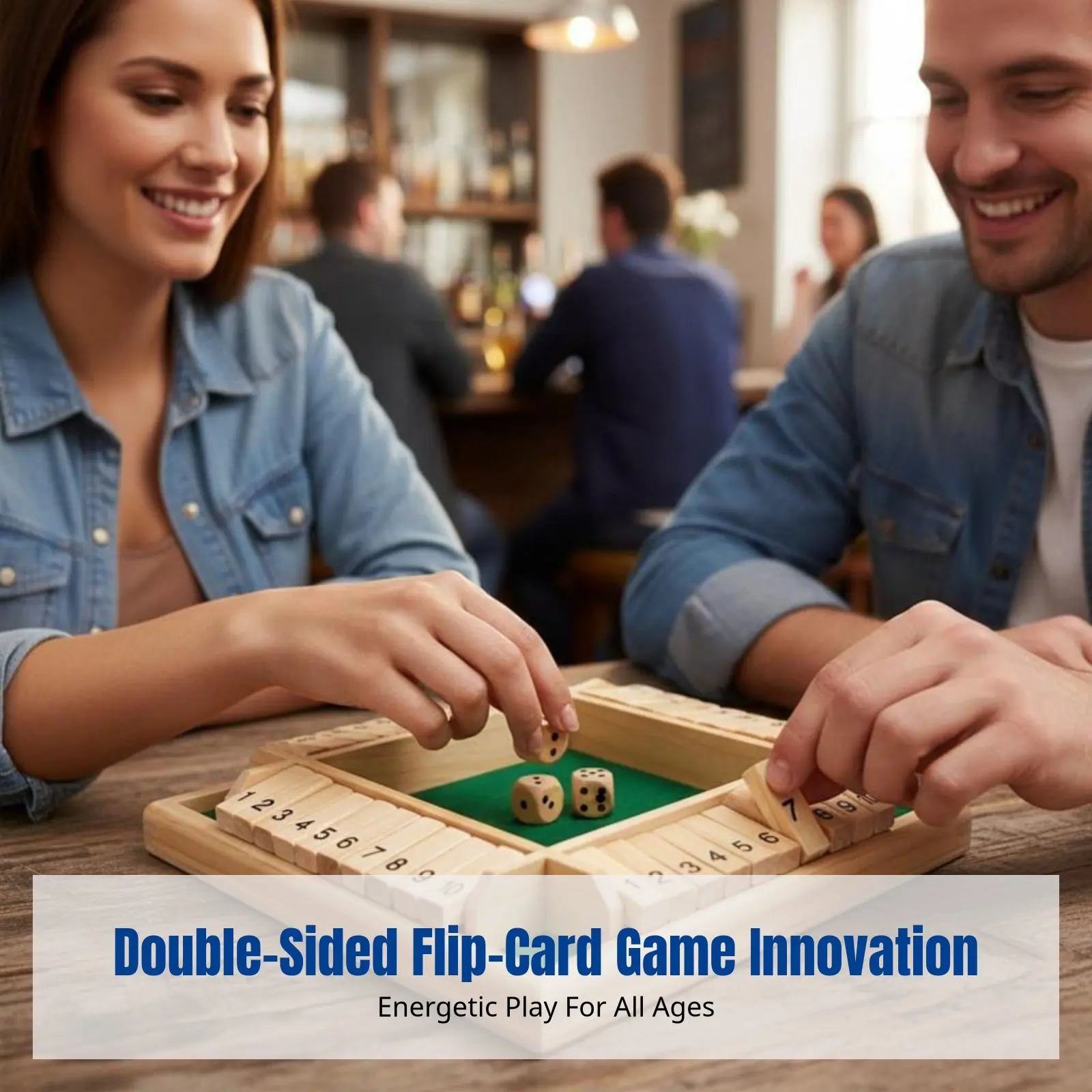

Wooden Desktop Flip Card Game, Double-Sided Numbers, Four-Sided, Parent-Child, Party