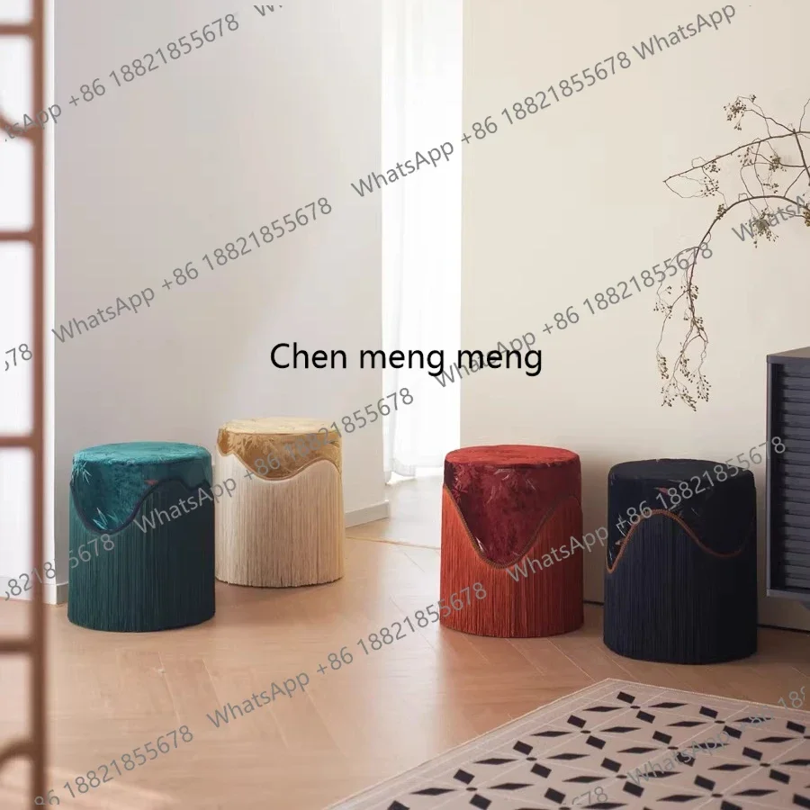 

Новинка: съемный и моющийся низкий табурет в китайском ретро-стиле, французском средневековом стиле, из бархата с бахромой, для макияжа и переобувания.