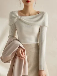 Women Bow Knit Sweater Long Sleeve Knitted Tops Korean Fashion Womens Clothing Pullover Sweaters Autumn Winter Ropa De Mujer