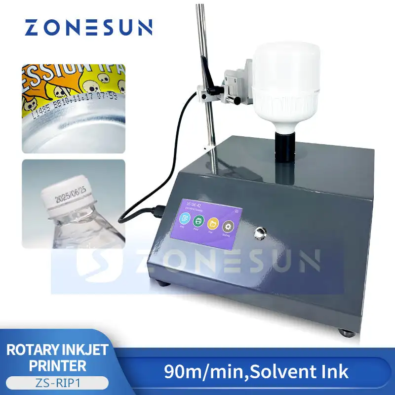 

ZONESUN ZS-RIP1 Rotating Inkjet Printing Machine for Curved Surfaces Bottle Tube Vial Printer