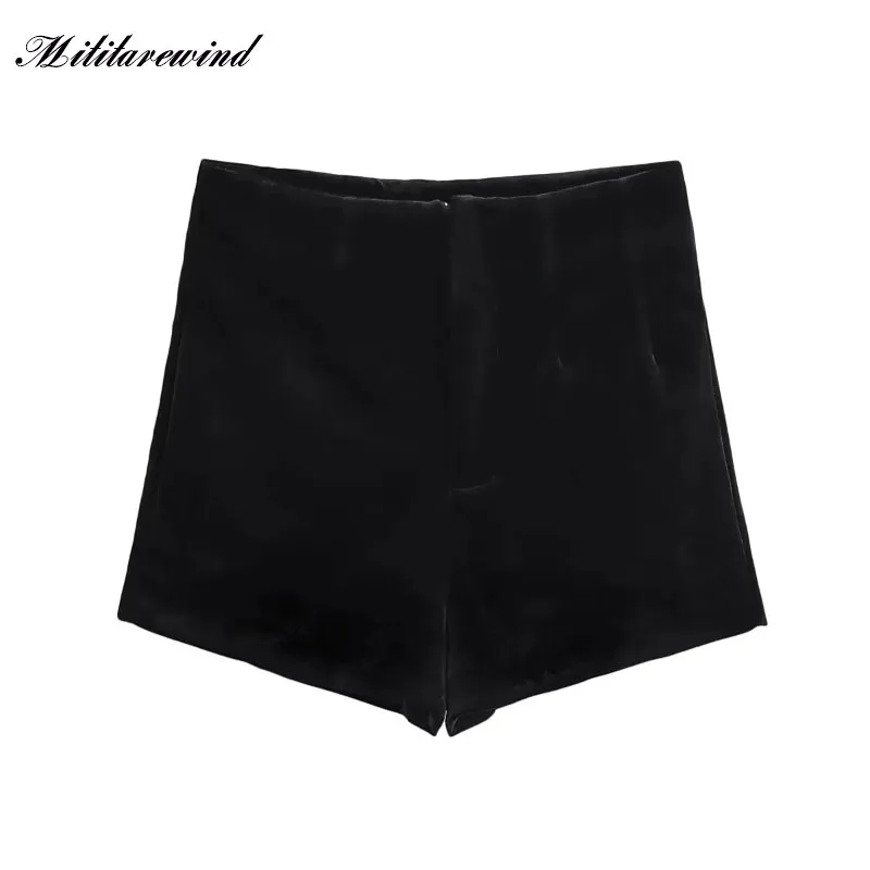 Calções de veludo moda feminina de cintura alta temperamento vintage sexy shorts chique elegante ajuste fino pantalones cortos outono inverno