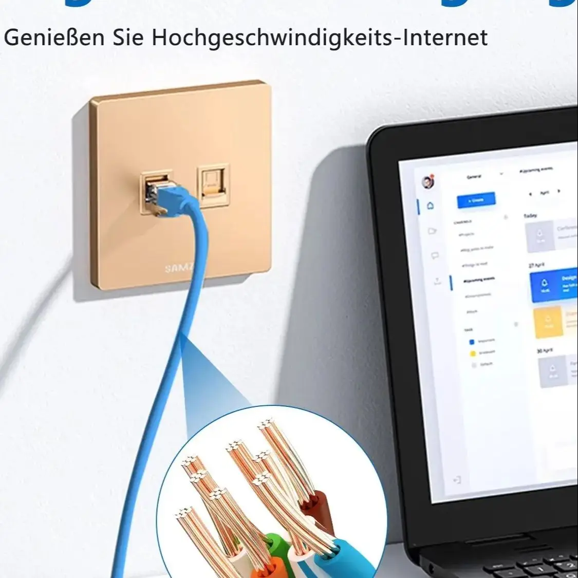 Ethernet-Kabel UTP Cat5e Patchkabel mit RJ45-Stecker Blau 1M 1,5M 2M 3M 5M Geeignet für Computer-Router – Detail 5