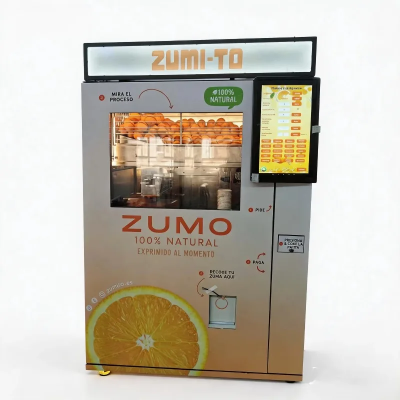 Automatic Fresh Orange Juice Vending Machine Cup Sealing Auto Clean Function LCD Display 24/7 Unmanned
