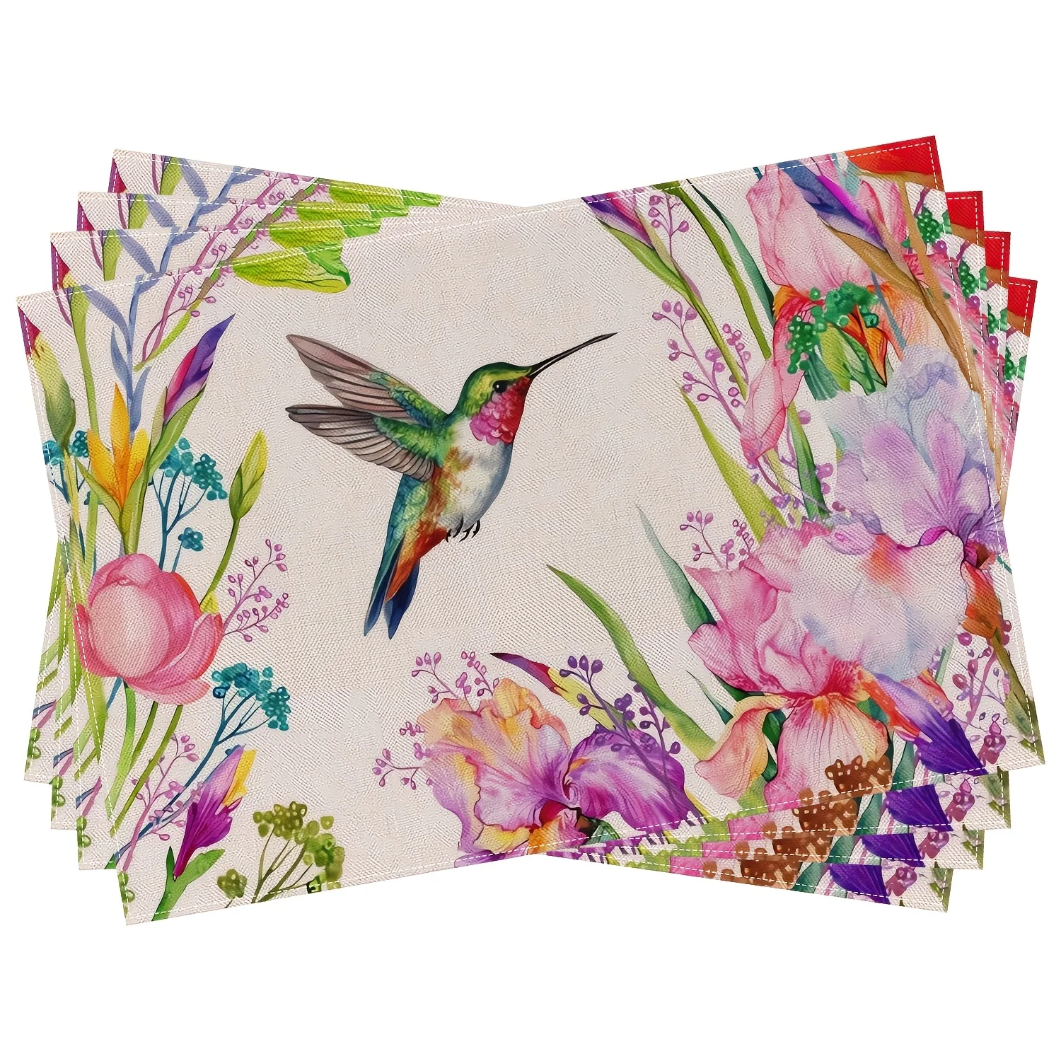 

Салфетки для стола Hummingbird Iris, с изображением садовых растений, красивые подставки под тарелки для семейных встреч в помещении и на улице.