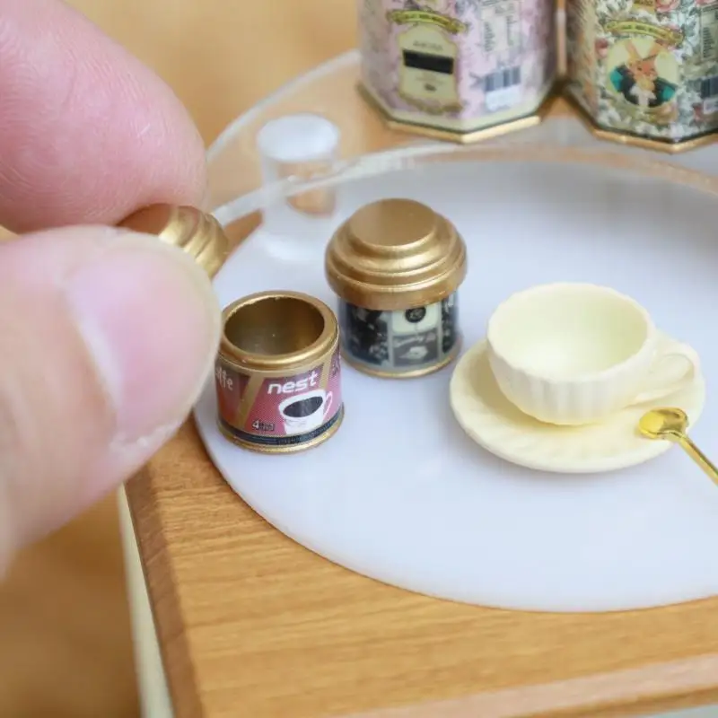 Casa de boneca café pode chá pode modelo simulação item ornamento modelo em miniatura mini brinquedos casa boneca acessórios móveis
