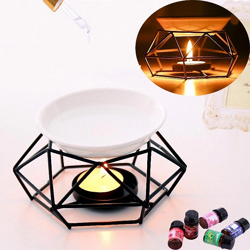 PINNY Lron Aromatherapy Aroma Burner Glass Aroma Oil Lamp Gifts And Crafts Home Decorations Essential Oil Burner