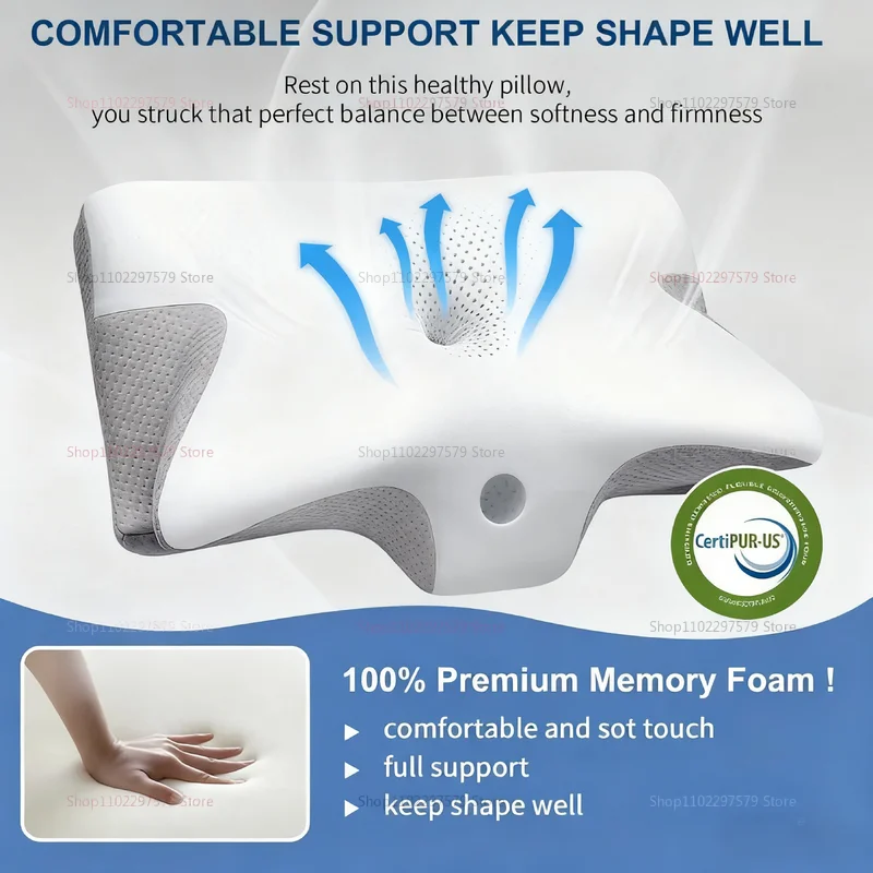 Новая подушка для поддержки шеи, облегчение боли в шее, хлопковая эргономичная подушка с эффектом памяти для расслабления сна и улучшения осанки