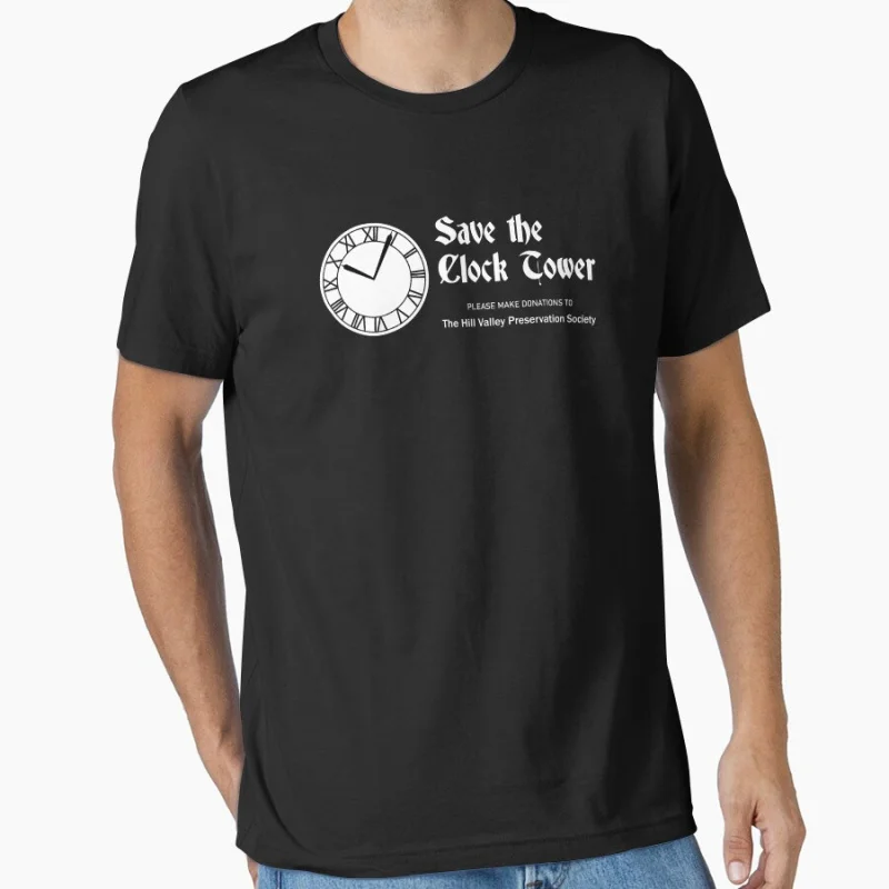 

Clock tower Vintage sci-fi movie Back To The Future Time travel 100% cotton printed T Shirt Large size Adult S-6XL Tops