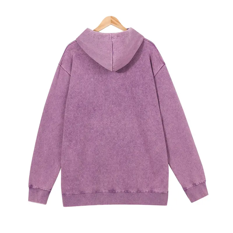 Vintage Oversized 400g Looped Pure Cotton Washed Vintage Hoodie Sweatshirt Printed Logo Custom Design Embroidered Name