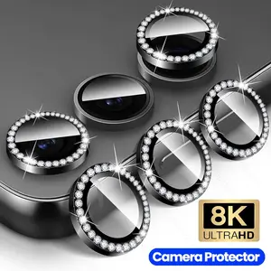 Bilashmart Samsung Galaxy A16 5G A06 4G 9H Tempered Glass Alloy Ring Diamond Camera Lens Protector Cover Samung Sumsung A 06 16 16A 06A