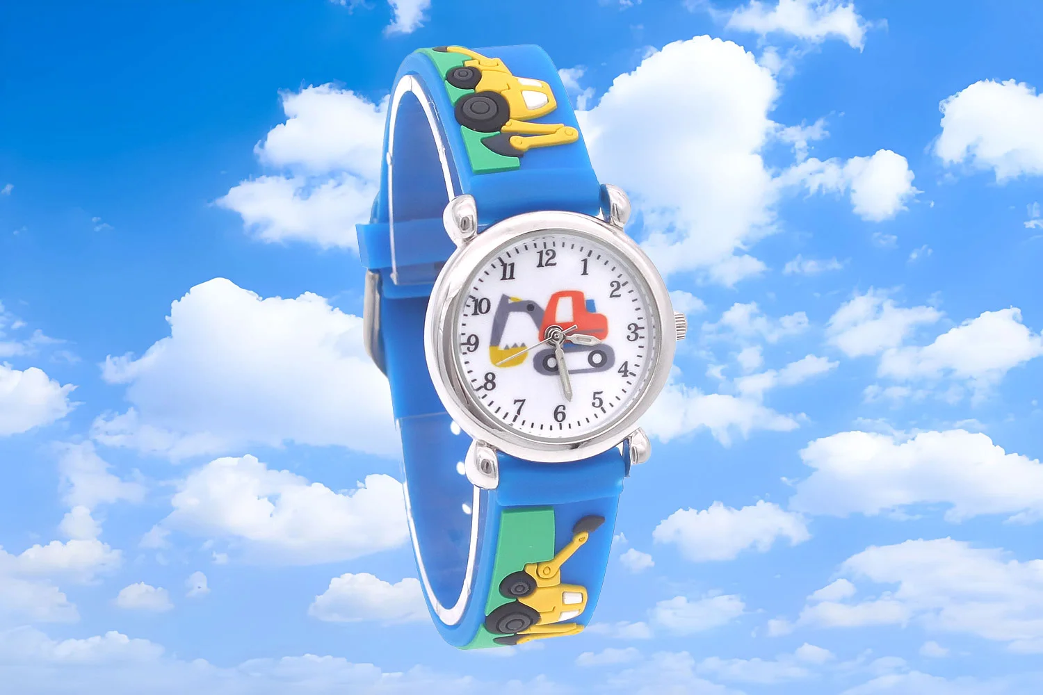 ساعة طالب للجنسين مع حزام سيليكون كارتون كوارتز مقاومة للماء للبنين والبنات مع تصميم آلة الحفر