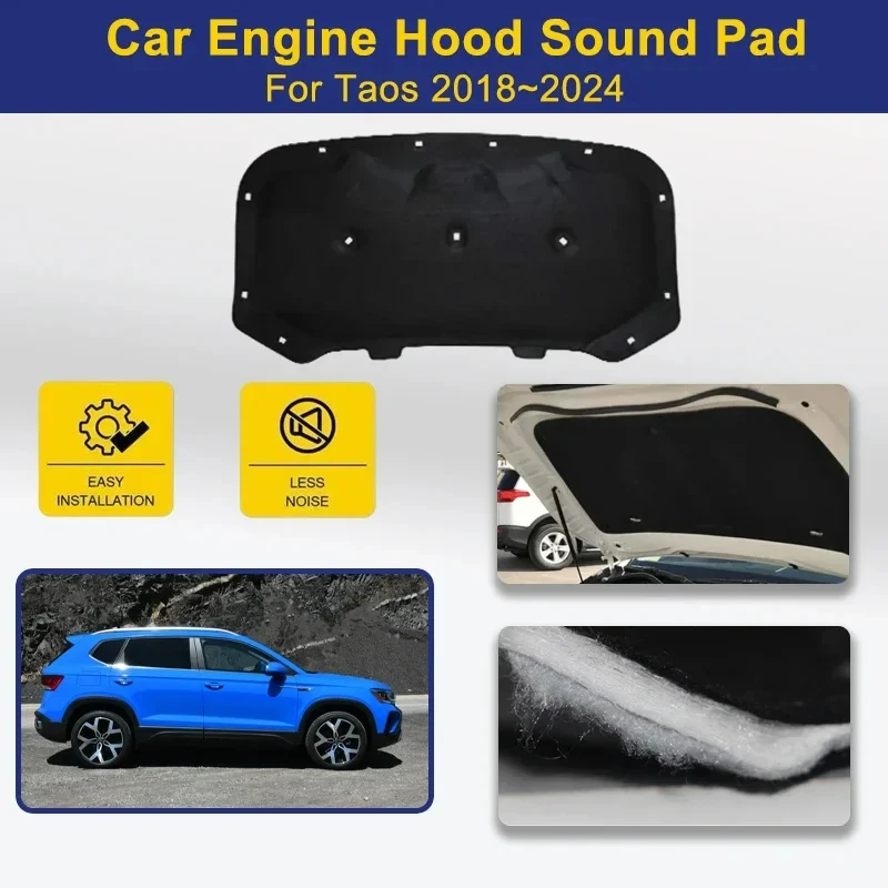 

Car Front Engine Hood Pads For Volkswagen VW Taos Tharu 2018~2024 Fireproof Cotton Covers Heat Insulation Carpet Car Accessories