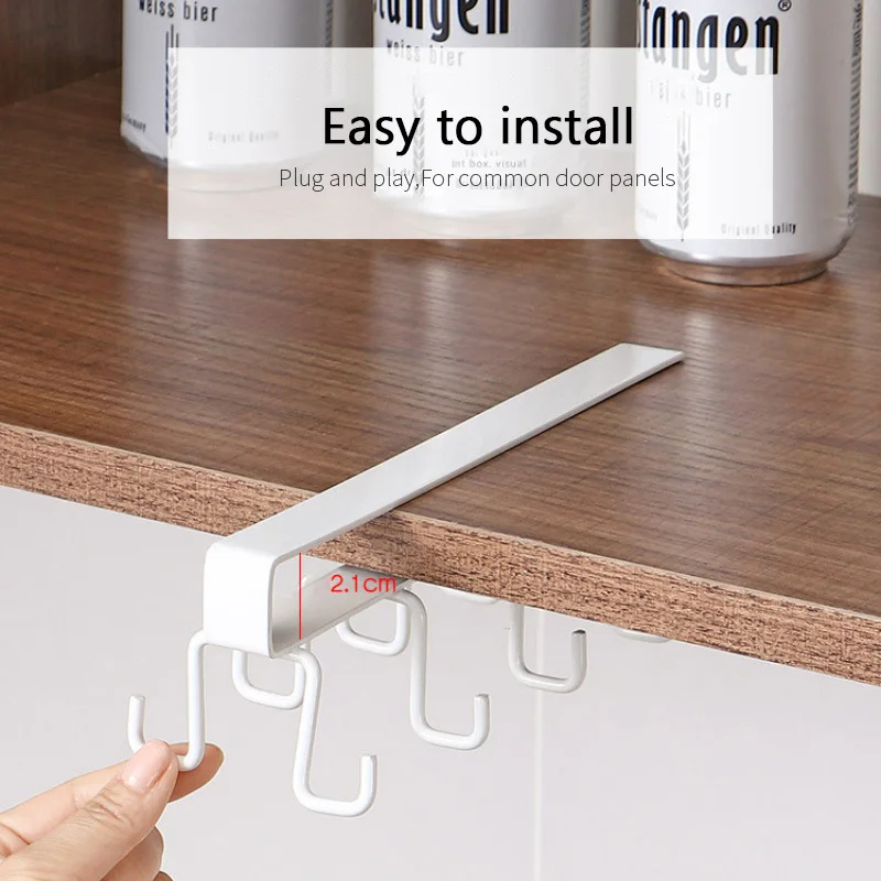 Multifunction Matel Hook Cupboard Mug Holder Shelf Hooks Rack Hanger Coffee Cup Storage Holder For Kitchen Accessories