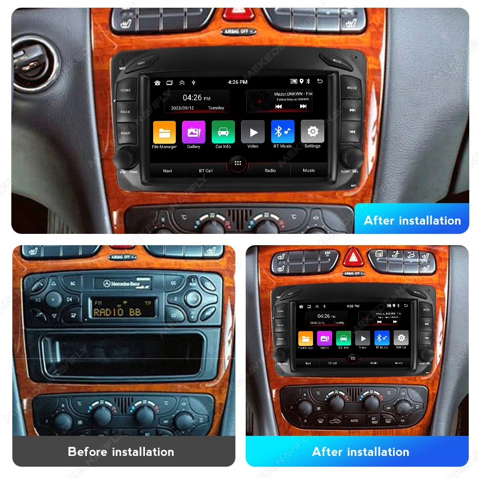 Radio samochodowe Android13 dla Mercedes Benz CLK-W209/G-W463 CLK-C209/Vito/C-W203/Viang 1998-2006 obsługuje Carplay + automatyczną kamerę GPS WiFi