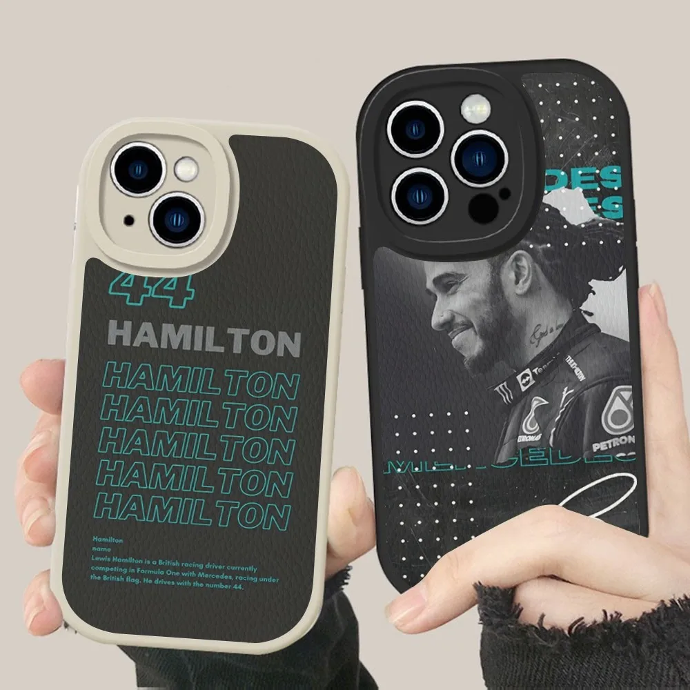 L-Lewis H-Hamilton 44 F1 Phone Case Hard Leather For IPhone 16 15 14 13 12 Mini 11 14 Pro Max Xs X Xr 7 8 Plus Fundas