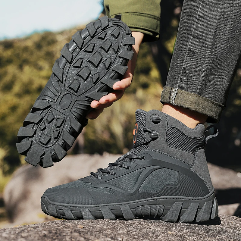 

Hiking Shoes Me Outdoor Anti-slip Lace-upThick-soled Durable Ankle Boots Men Casual Comfortable Breathable High-top Boots Men