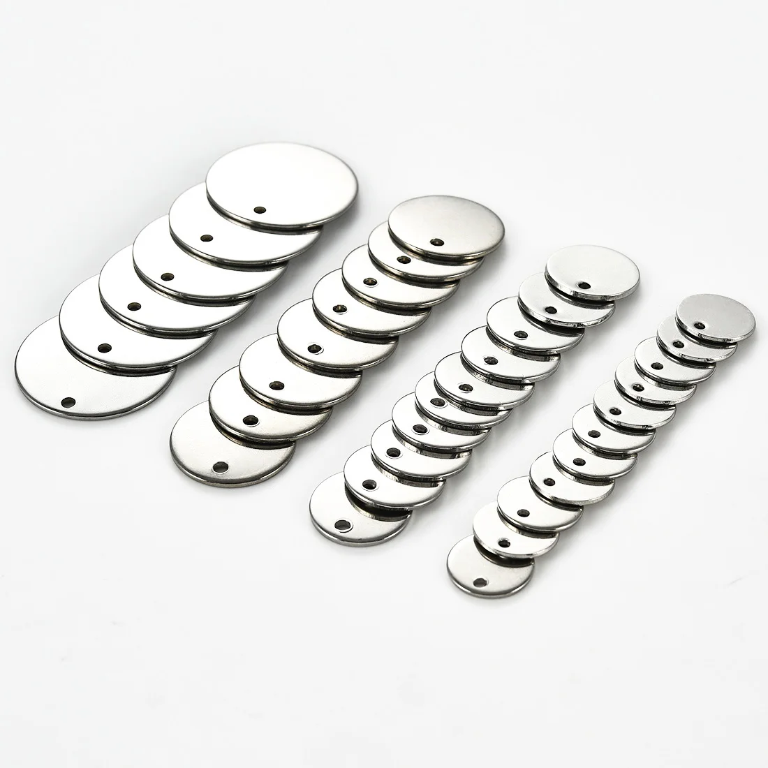 20Pcs Round Flat Stainless Steel Charms 6/8/10/12/15/20MM Blank Stamping Dog Tag Pendants Bracelet Earring Necklace DIY Supplies