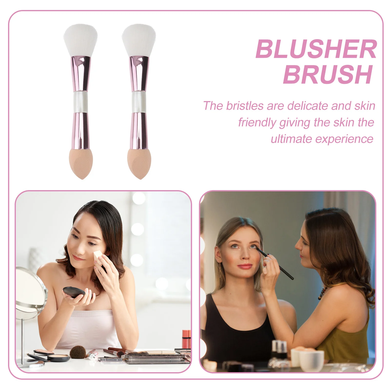 2Pcs Multifunktionale Doppelseitige Make-Up Pinsel Erröten Foundation Lidschatten Pinsel Tragbare Werkzeug Make-Up Pinsel