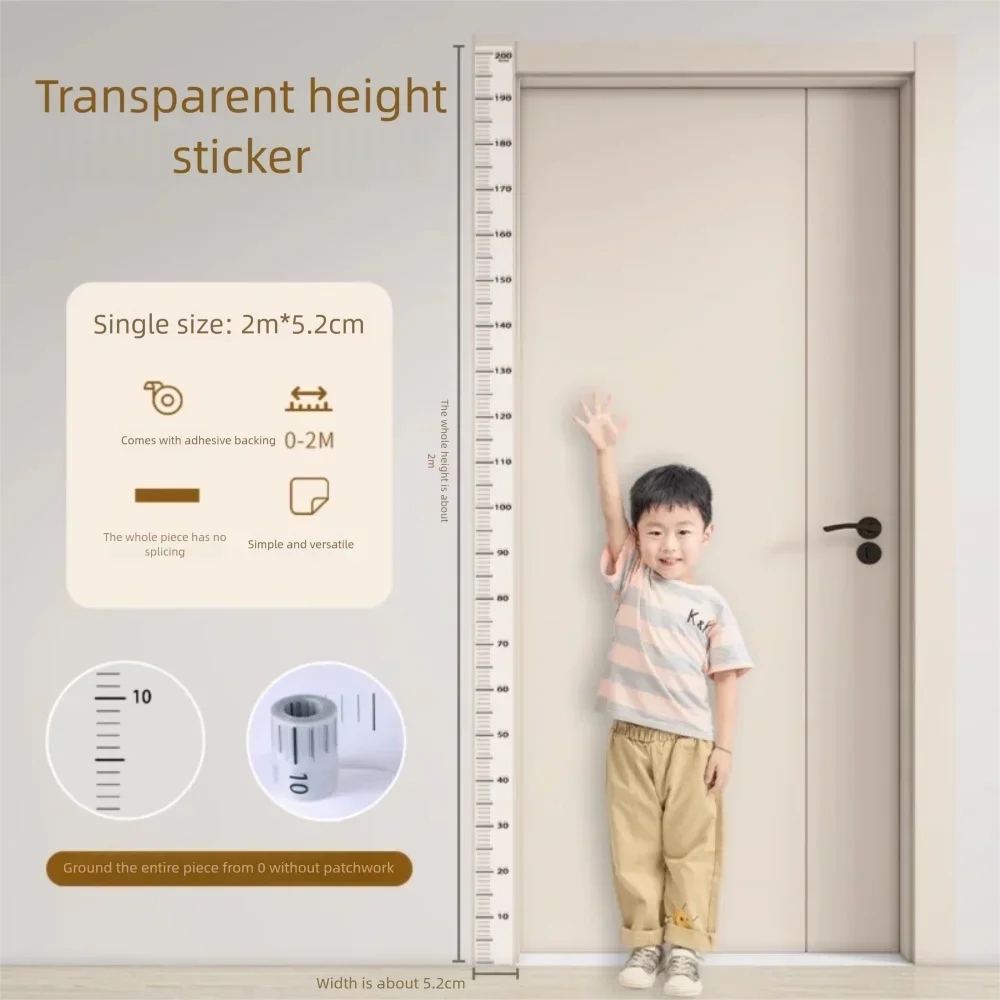 2M Height Measurement Sticker Waterproof Removable Child Growth Chart Transparent Height Measuring Tape For Baby Toddler Height