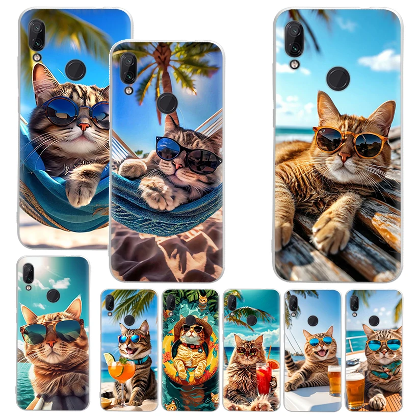 Cute Cat Watching The Sea Soft Case for Xiaomi Redmi Note 10 9 9S 8 Pro 7 9T 5 Phone Shell Mi 11T 12T 10T 12 11 Lite 6X A3 Cover