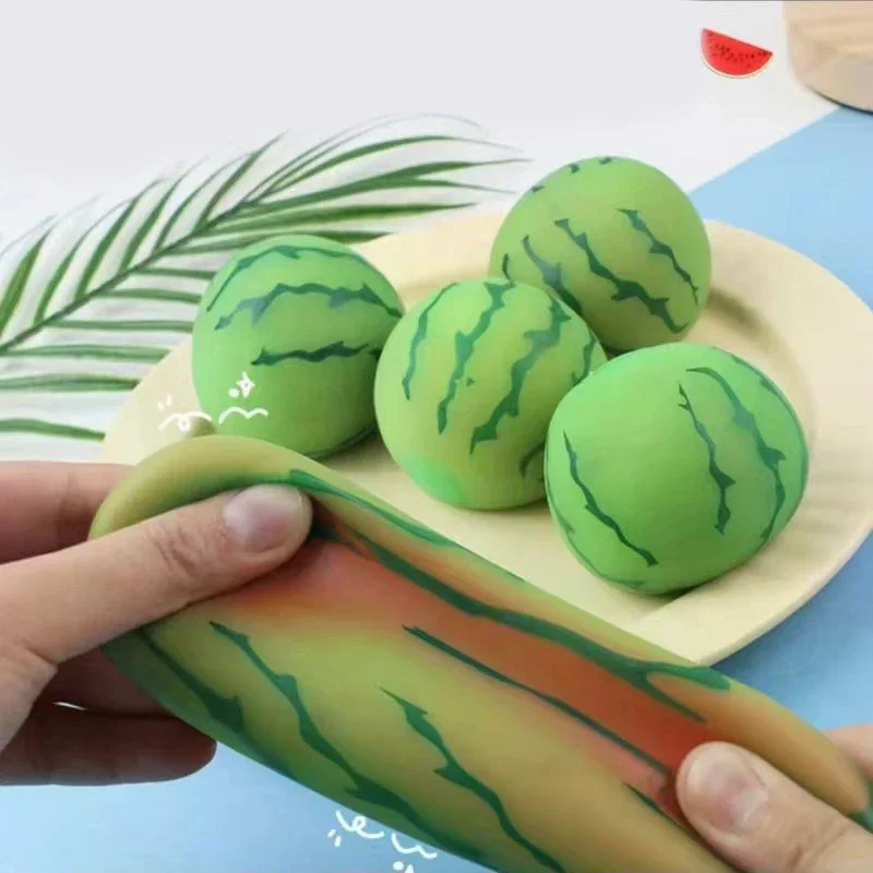 신제품 인공 과일 수박 스퀴즈 장난감 느린 반동 레드 스트레스 해소 볼 어린이 및 성인용