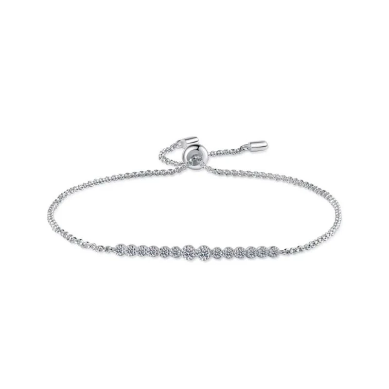 Gelang Pernikahan Anak Perempuan Emas Putih 18K Hari Valentine Wanita 0,24CT Berlian Moissanite PT950 Platinum Hadiah Ulang Tahun Putri Wanita