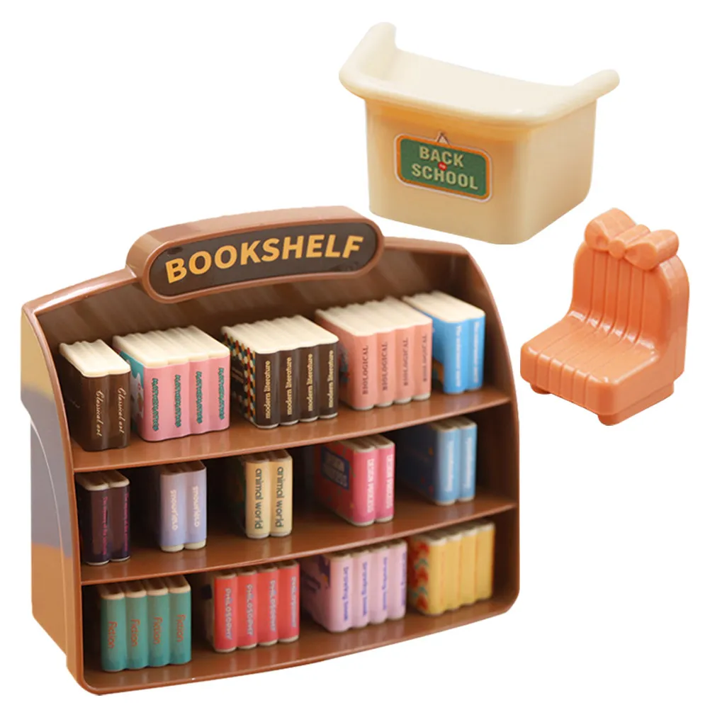 1Set Miniature Book Shelf Plastic Furniture Mini House Decoration Tiny Shelf for Micro Landscape Desktop Photo Prop Mini Decor